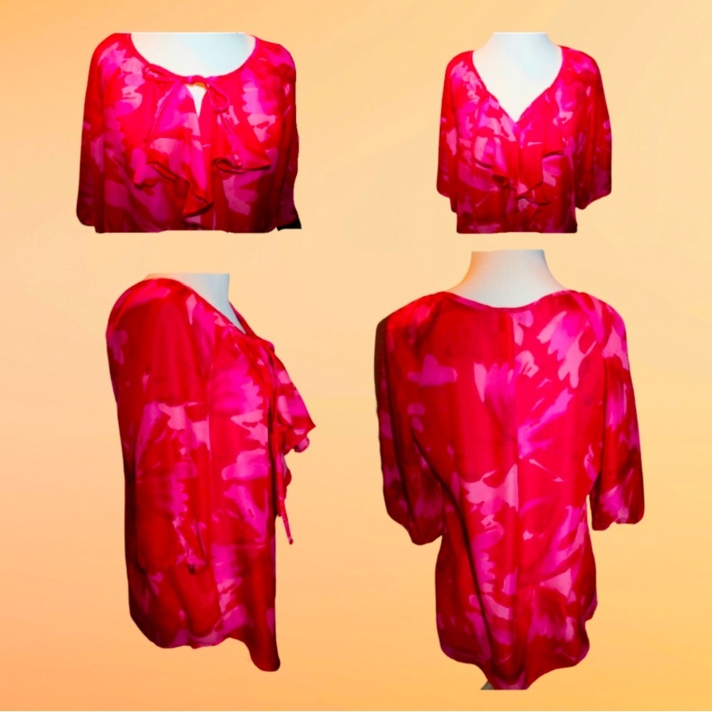 Ann Taylor LOFT sheer red pink floral ruffle front
SIZE Small - Picture 4 of 6